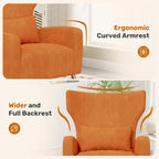 Luxanimarion Velvet Accent Chair Wingback for Living Room, High Back Arm Chair with Golden Legs Lumbar Pillow, Upholstered Single Sofa Bedroom Orange