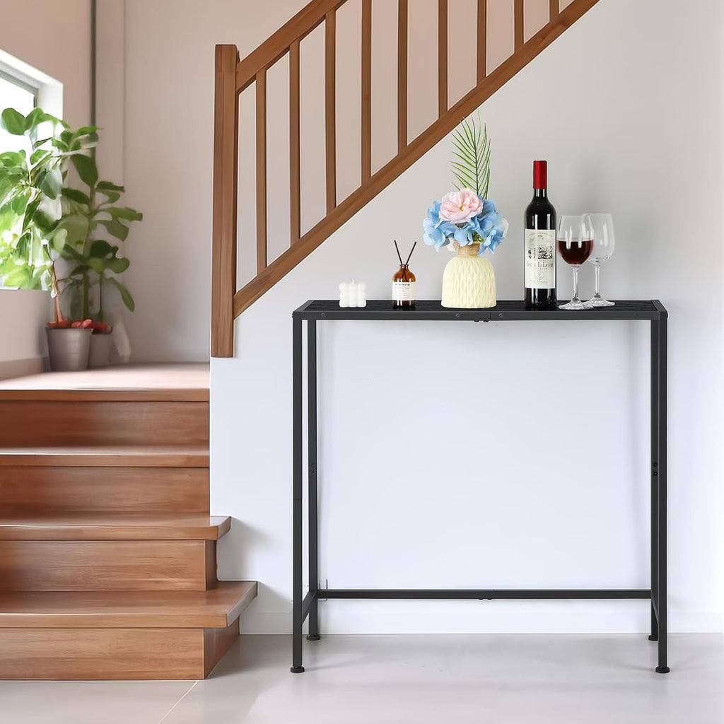 Narrow Console Table, Black Entryway Table for Small Spaces | 31.5" Small Side Table, Thin Hallway Table, Slim Sofa Side Table, For Living Room, Foyer, Wood-Grained, for Narrow Spaces