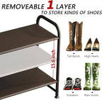 Shoe Rack 3 Tier Long Storage Organizer Wide Metal Shoe Shelf for Closet Entryway Brown