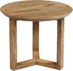 TUP THE URBAN PORT Nina 18.5" Round Handcrafted Side End Table | Natural Brown Mango Wood