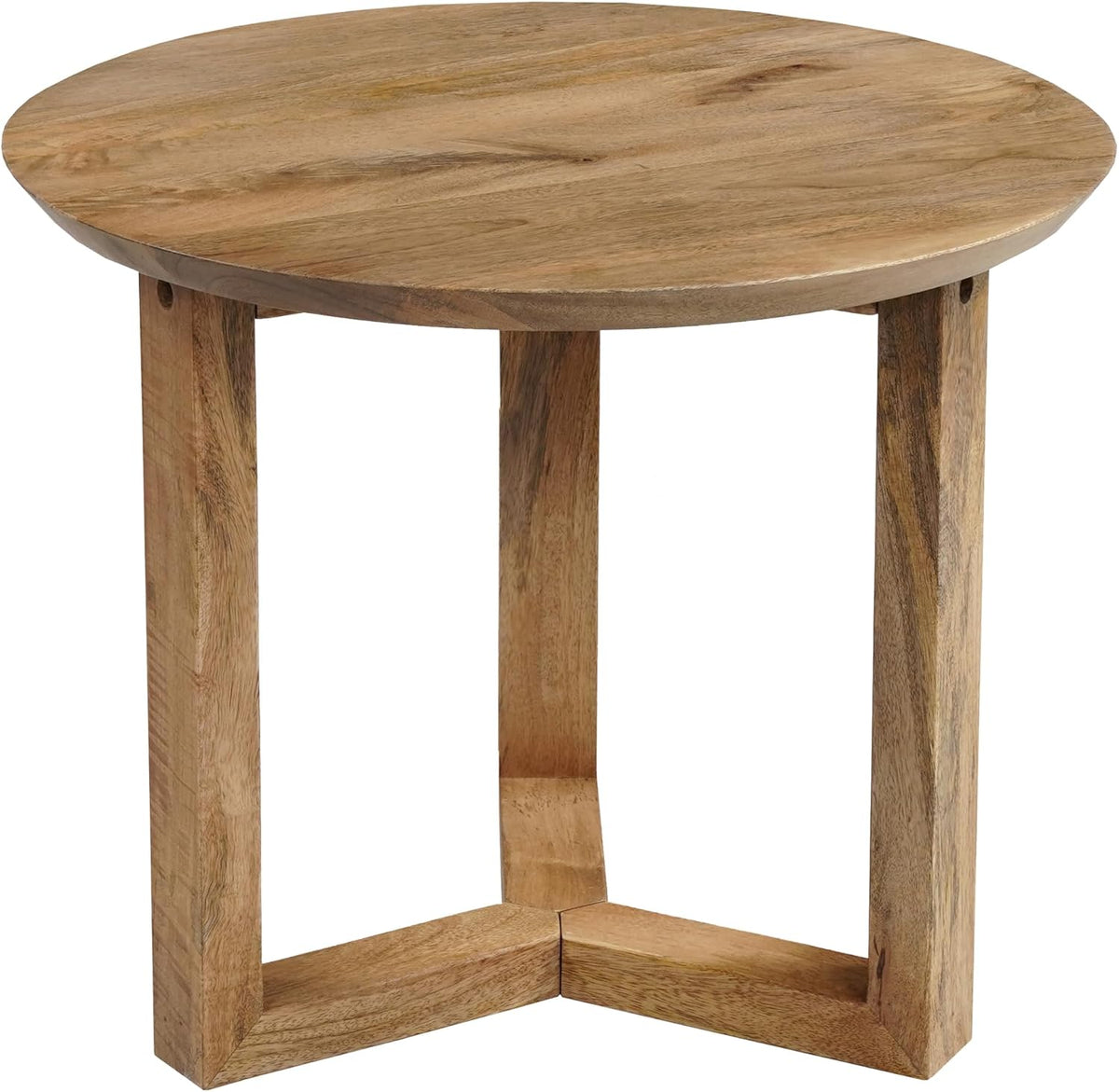 TUP THE URBAN PORT Nina 18.5" Round Handcrafted Side End Table | Natural Brown Mango Wood