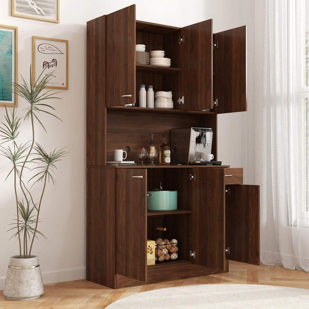 Versatile Kitchen Pantry Cabinet - 70.87" Tall Multi-Functional Storage Solution for Bed Room and Kitchen, Walnut