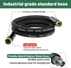 Short Garden Hose 10 ft x 5/8" Female to Female Hose Adapter, Heavy Duty Small Water Hose Extend Connector, Leak-Free Connections Hybrid Rubber Leader Hose with 3/4" Double GHT Fittings, BT10FF, Black