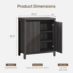 SICOTAS Sideboard Buffet Cabinet with Storage, Fluted Credenza Console Cabinet with Adjustable Shelves, Modern Coffee Bar Storage Cabinet for Kitchen, Living Room, Entryway, Black Oak, 3 PCS