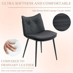 AVAWING Modern Dining Chairs Set of 4, Faux Leather Upholstered Kitchen Chairs with Button Tufted Back and Adjustable Footpads, Armless Accent Chairs for Dining Living Room, Black