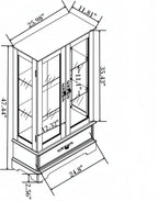 47" Lighted Glass Accent Curio Cabinet, 3-Tier Antique Storage Cage with Adjustable Shelves & Drawer, Acrylic Mirrored Pane, Light Blub Included, Small China Cabinet for Living Room/Kitchen (Black)