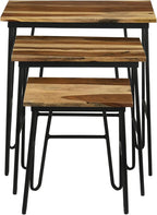 Natural and Black 3 Nesting Table with Hairpin Legs