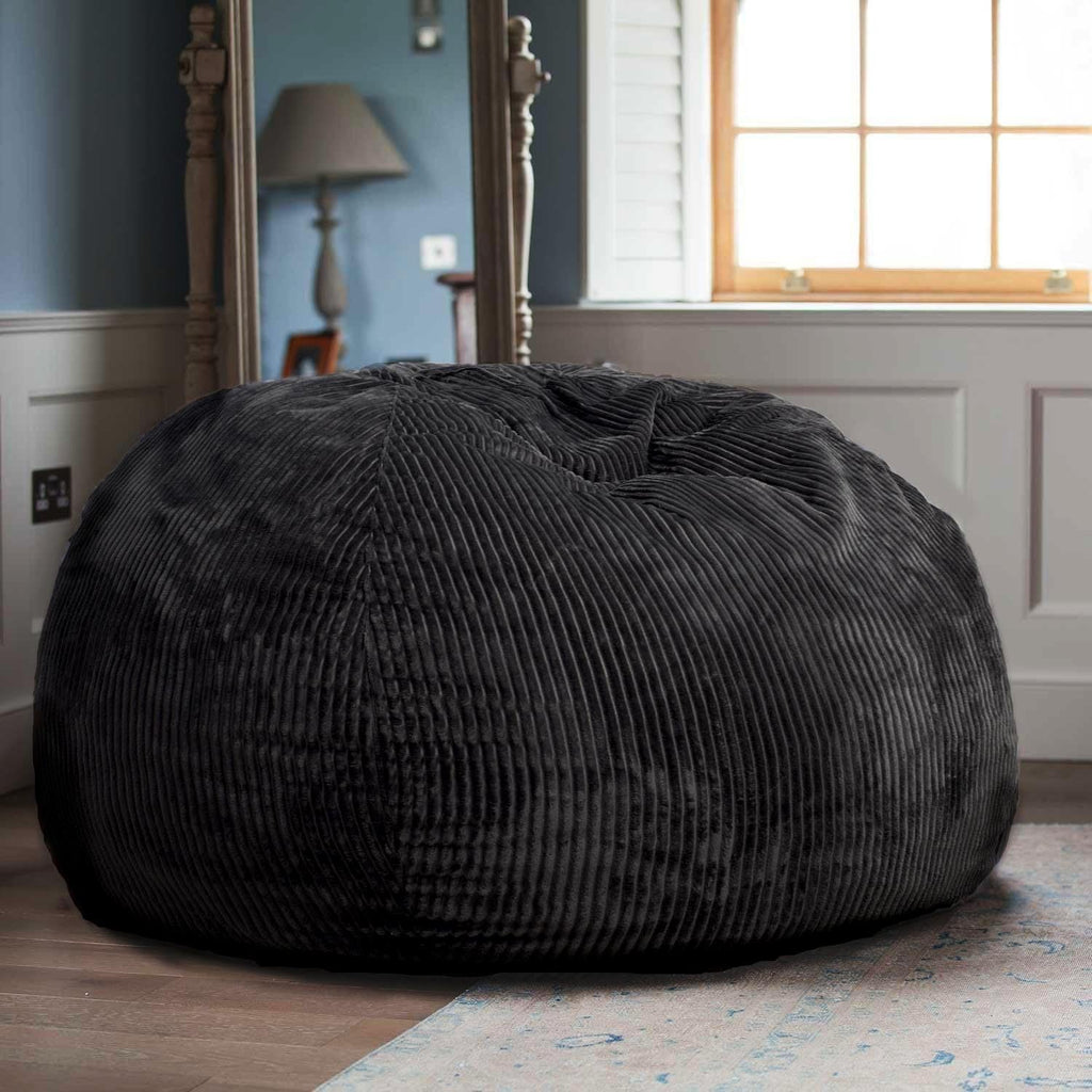 Bean Bag Chair, with Faux Rabbit Fur Cover for Teens and Kids, with Filling Memory Foam Bean Bag Chairs, Soft Faux Fur Fabric, 2.5 feet Round Fluffy Bean Bag Sofa Essential for Reading Games