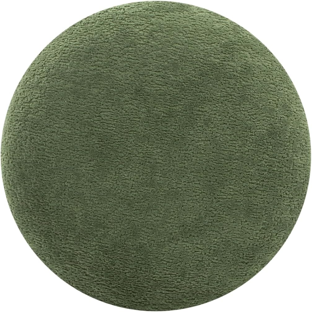 15" Mushroom Footstool Ottoman, Moss Green Fleeced Teddy