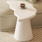 Cloud Shape End Table, Modern Accent Cocktail Table for Small Space Living Room, Tapered Pedestal Base Side Table, 15.74" Hight, Easy Assemble, Cream White