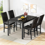 AWQM Products 5-Piece Marble Dining Set, Modern Kitchen Table and Chairs for Dining Room, Compact Space Saving Furniture, Dinette, 4 Upholstered Velvet Chairs - Black