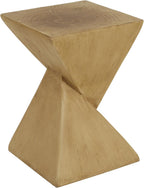 Modern Hourglass Side Table, Sculptural End Table for Living Room, Bedroom & Office, Hand-Finished Accent Table with Wood-Like Texture, for Indoor Use, Compact 18 Inch Design,Light Natural