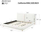 DNYN California King Size Boucle Platform Bed with 2 Removable Pillows for Bedroom Guest Room, Upholstered Cloud Bed Frame with Thick Headboard, Wooden Slats Support/No Box Spring Needed/Easy Assemble