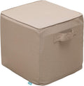 QILLOWAY Inflatable Outdoor Ottoman for Patio, Water Resistant Pouf Cube 16", Inflatable Foot Rest, Outdoor Footstool for Poolside, Garden,Camping, Sand,Beige,Camel