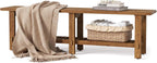 LITTLE TREE Solid Wood Entryway Shoe Bench, 63" Farmhouse Narrow End of Bed Bench with Storage Rack for Bedroom, Living Room, Entry Way, Front Door, Window, Hallway, Rustic Brown