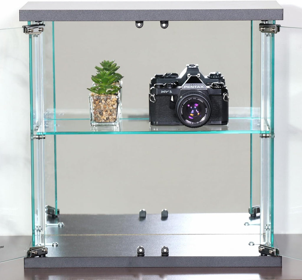 Fuji Boeki 74073 Collection Case, Figure Case, Width 16.7 x Depth 7.9 x Height 16.7 inches (42.5 x 20 x 42.5 cm), Black, 2 Tiers, Rear Mirror, Desktop Assembly