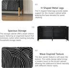59" Buffet Cabinet, Wood Accent Cabinets with 4 Doors, Modern Cabinet with Adjustable Shelf, Credenzas for Living Room, Kitchen (Black)