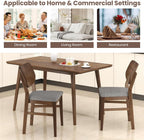Giantex Wooden Dining Chairs Set of 4, Farmhouse Upholstered Kitchen Chairs w/Rubber Wood Frame, Gray Padded Seat, Curved Back, Armless Fabric Side Chairs for Dining Room, Living Room