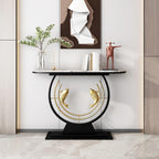 Narrow Long Entryway Accent Table with Marble Tabletop,Modern Console Table with Geometric Metal Legs,with Geometric Metal Frame,for Corridor/Entrance/Living Room/Bedroom(B,100cm/39.4in)