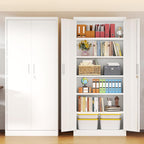 BESFUR Metal Storage Cabinets with Locking Doors and Adjustable Shelves, 71" H Steel Storage Cabinet for Garage, Office, Classroom - White