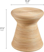 Modway Tavi Natural Rattan Hourglass Round Side Table in Natural – 16 Inch Small Accent End Table for Living Rooms, Bedrooms, or Covered Patios