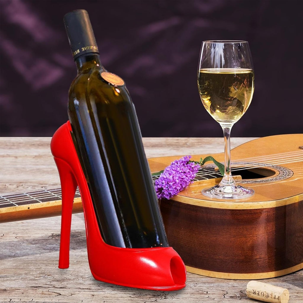 Wine Rack, High Heel Bottle Holder, Countertop Wine Storage Stand, Decorative Shoe Wine Rack Holder for Fridge, Cabinet, Pantry Shelf, Home Countertop (Red)