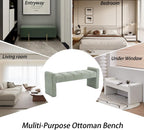 54" Boucle Bench for Bedroom Window End of Bed, Sage | Long Tufted Padded End of Bed Bench, Upholstered, For Living Room/Entryway/Dining Bench/Hallway/Indoor, Modern