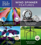 Regal Art & Gift Gyroscope Wind Spinner – Metal Yard Decorations Outdoor | Kinetic Garden Spinner for Lawn, Pathway, or Flower Bed | Weather-Resistant Outdoor Sculpture - 86 Inch