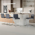 Counter Height Bar Stools Set of 4 - Grey Bar Stools for Kitchen Island,25'' Counter Stools with Leather Upholstered Seat,Metal Kitchen Island Chairs Ideal for Bar,Pub,Coffee Shop