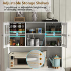 Gyfimoie Kitchen Pantry Cabinet with Double Tilt Out Trash Cabinet, 68" Tall Storage Cabinets with 2 Drawers & Hutch, 20 Gallon Hidden Trash Can Cabinets, Kitchen Cupboard with Microwave Coffee Stand