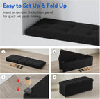 BRIAN & DANY 43 Inches Folding Storage Ottoman Bench, Ottoman with Storage Bench for Bedroom, Living Room, Entryway, Foot Rest with Legs, Black