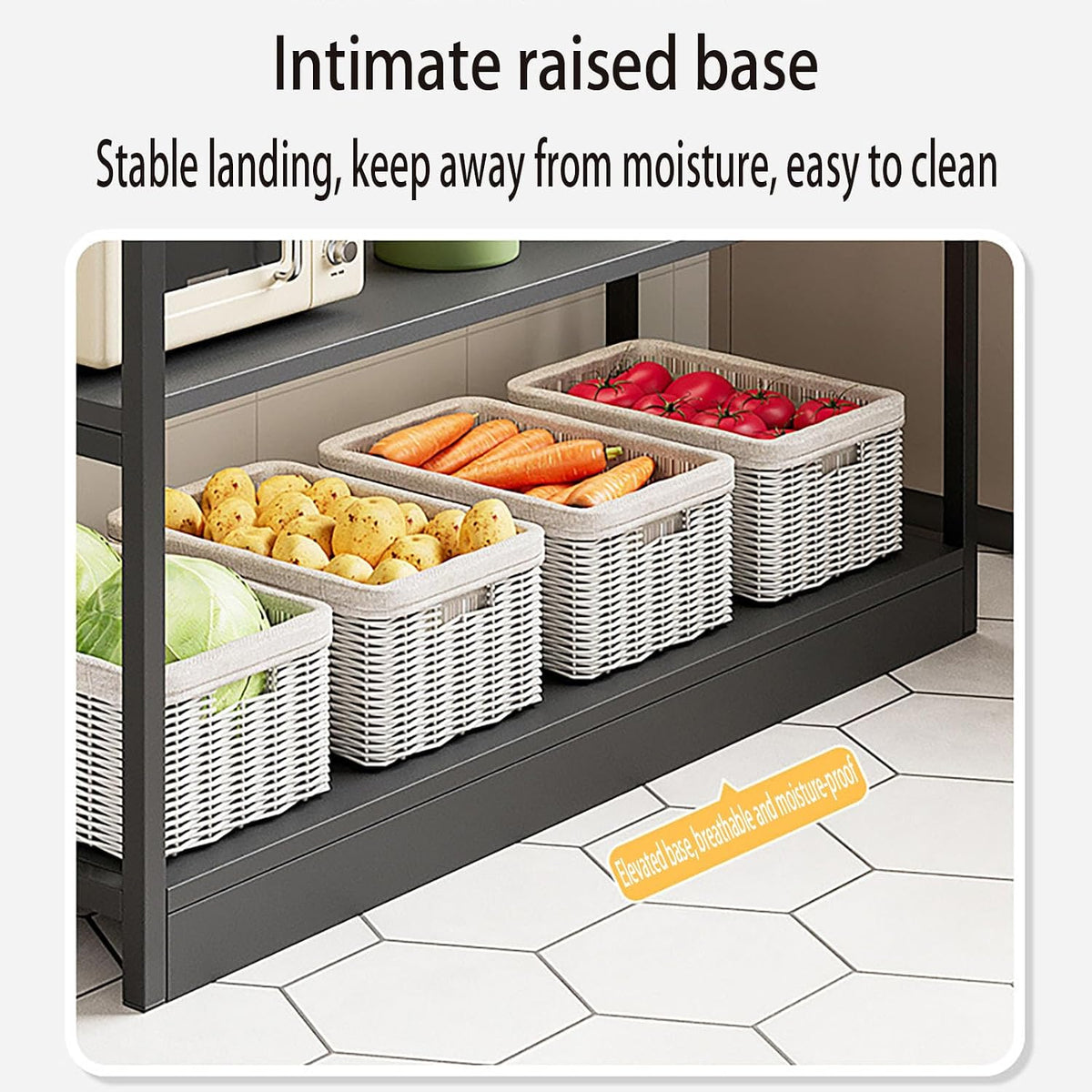 Kitchen Shelf, Floor-Standing Shelf, Shelf, Countertop Kitchen, Multi-Layer Large-Capacity Storage Rack, Multifunctional Pot Oven Microwave Rack 80 * 35 * 80cm Fourlayersofblack