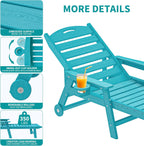 Plawdlik Oversized Patio Chaise Lounge, HDPE 5 Positions Adjustable, Aruba