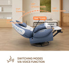 INGREM Smart Recliner with Adjustable Settings, Voice-Activated Home Theater Gaming Seat Rocker, Electric Lounge Chair Featuring USB Port ，Phone Holder and Cat Claw Armrest (Leather Blue)