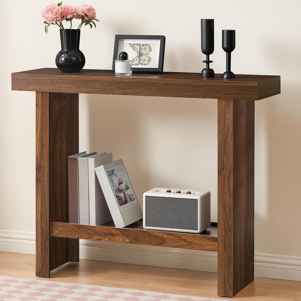 MAHANCRIS Console Table, 39.4'' Entryway Table for Hallway, Narrow Sofa Table Behind The Couch, Modern Foyer Tables for Entrance, Living Room, Corridor, Easy Assembly, Walnut CTZB16801