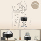 LUE BONA 360°Swivel Vanity Stool Chair for Makeup Room, Height Adjustable Stool for Vanity with Storage, Small Black Faux Leather for Bathroom, Living Room