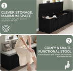 Bobve L-Shape Storage Bench with Cushion, Backless Corner Dining Bench, Kitchen Dining Nook Bench with Hidden Storage for Dining Room, Kitchen, Entryway (Black)