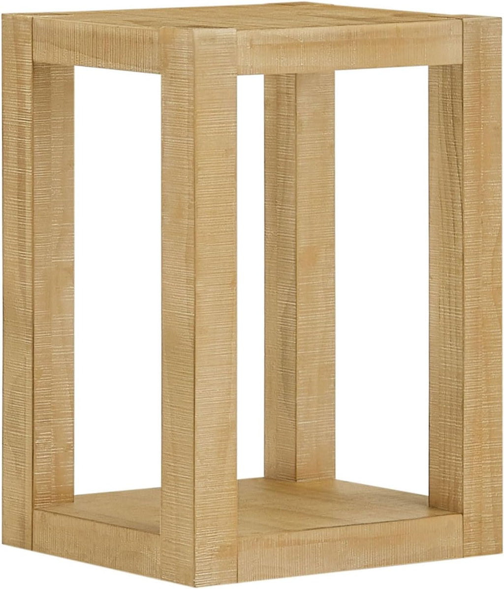 Rectangular Side Table with Shelf, Natural Wood End Table for Living Room with Storage, Compact Bedside Table for Small Spaces