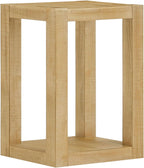 Rectangular Side Table with Shelf, Natural Wood End Table for Living Room with Storage, Compact Bedside Table for Small Spaces