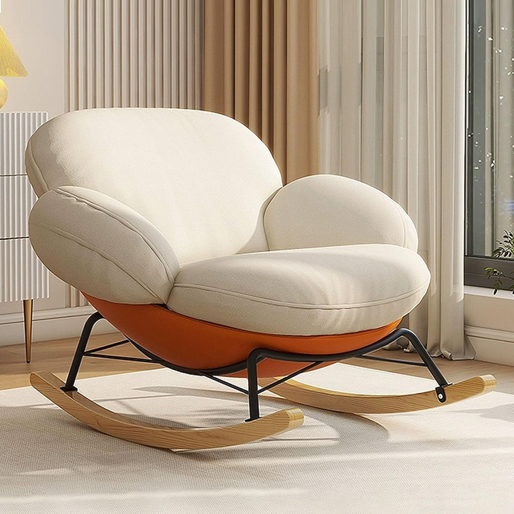 Recliner Rocking Chair, Upholstered Armchairs, Modern Wide Accent Chair, for Living Room, Bedroom, Balcony