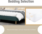 AGARTT Upholstered Platform Bed Frame King Size, Ink Green Velvet