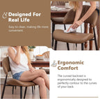 PU Leather Dining Chairs Set of 4, Mid Century Modern Dining Chairs with Stitching, Upholstered Kitchen & Dining Room Chairs with Curved Back and Black Metal Legs (Brown)