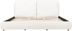 DNYN California King Size Boucle Platform Bed with 2 Removable Pillows for Bedroom Guest Room, Upholstered Cloud Bed Frame with Thick Headboard, Wooden Slats Support/No Box Spring Needed/Easy Assemble