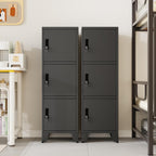 Metal Lockers for Employees-3 Doors Storage Locker with Shelves and Lockable Steel Cabinet for School,Gym,Office,Staff,Assembly Required,Black