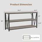 IDEALHOUSE Industrial Entryway Table, 47 in Narrow Long Console Table with Storage, 3 Tier Wood Console Table for Living Room, Farmhouse Sofa Tables Behind Couch, Hallway Table for Foyer-Grey