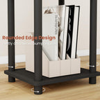 3-Tier Black End Tables Set of 2, Engineered Wood Small Side Tables with Storage Shelves, Small Nightstands for Bedroom, Living Room, Bathroom, Black