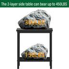 Outdoor Side Table with Storage 2-Tier Patio End Tables Black | Outdoor Accent Table Small Side Table For Pool, Deck, Garden