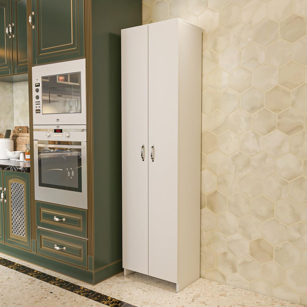 Decorotika 72" Modern Tall Pantry Cabinet with Doors, Freestanding Kitchen Storage Cabinet with Adjustable Shelves, Slim White Utility Storage Organizer for Kitchen, Laundry Room, Bathroom