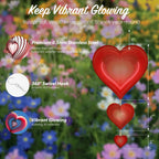 Wind Spinners Outdoor, 3D Red Hearts Hanging Wind Spinners, 14 inches, Kinetic, Stainless-Steel Metal, Smooth Spinning, Indoor and Outdoor Decoration for Garden, Patio, Yard, Gift for Women Mom Wife