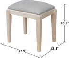 Solid Wood Vanity Table With Bench, Unfinished